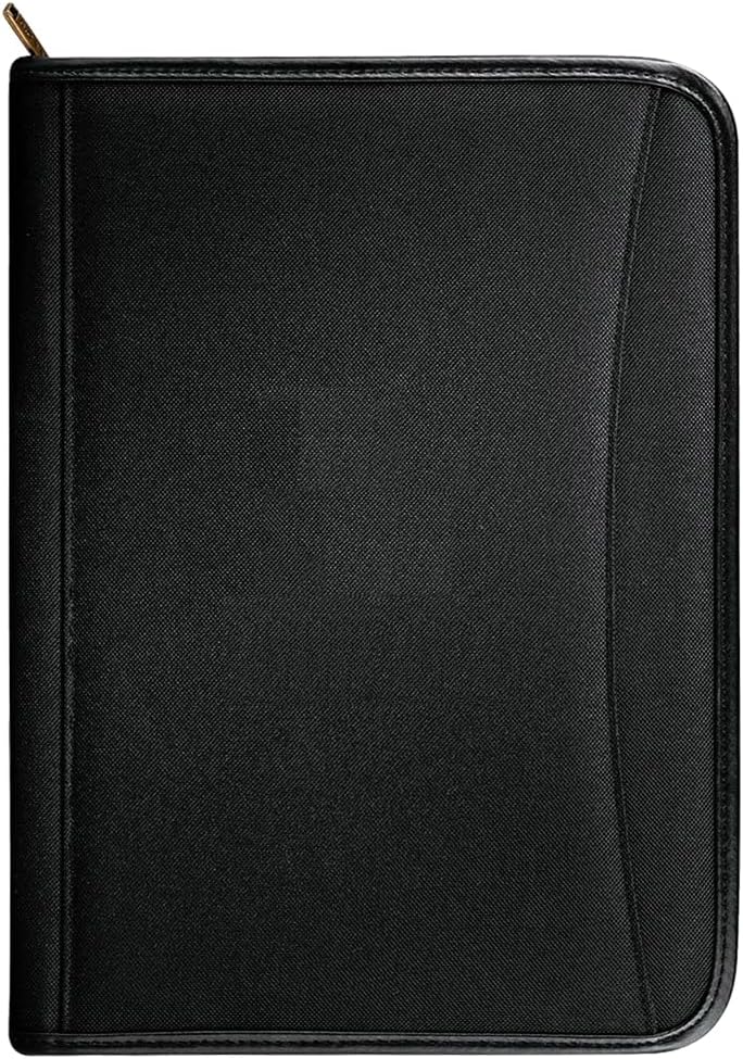 Gorbado Zippered Portfolio Organizer/ A4 Refillable Lined Writing Notepad Folder Case/Fabric-Covered Padfolio Binder with Interior Storage Pocket for Men Women. - Image 1